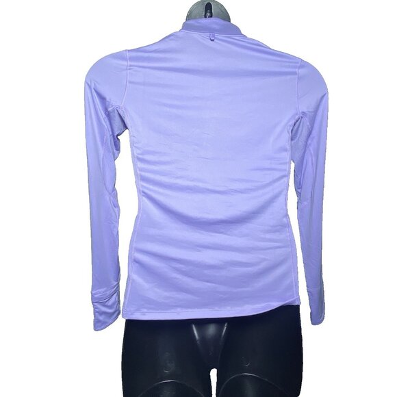 Brooks Womans Size Small Violet Dash 1/2 Zip Mock Neck Top Pocket Thumbholes - Picture 9 of 10